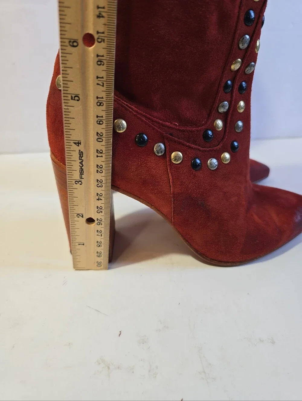 Free People Dakota Womens Rust Red Suede Studded Mid-Calf Boots Size 37